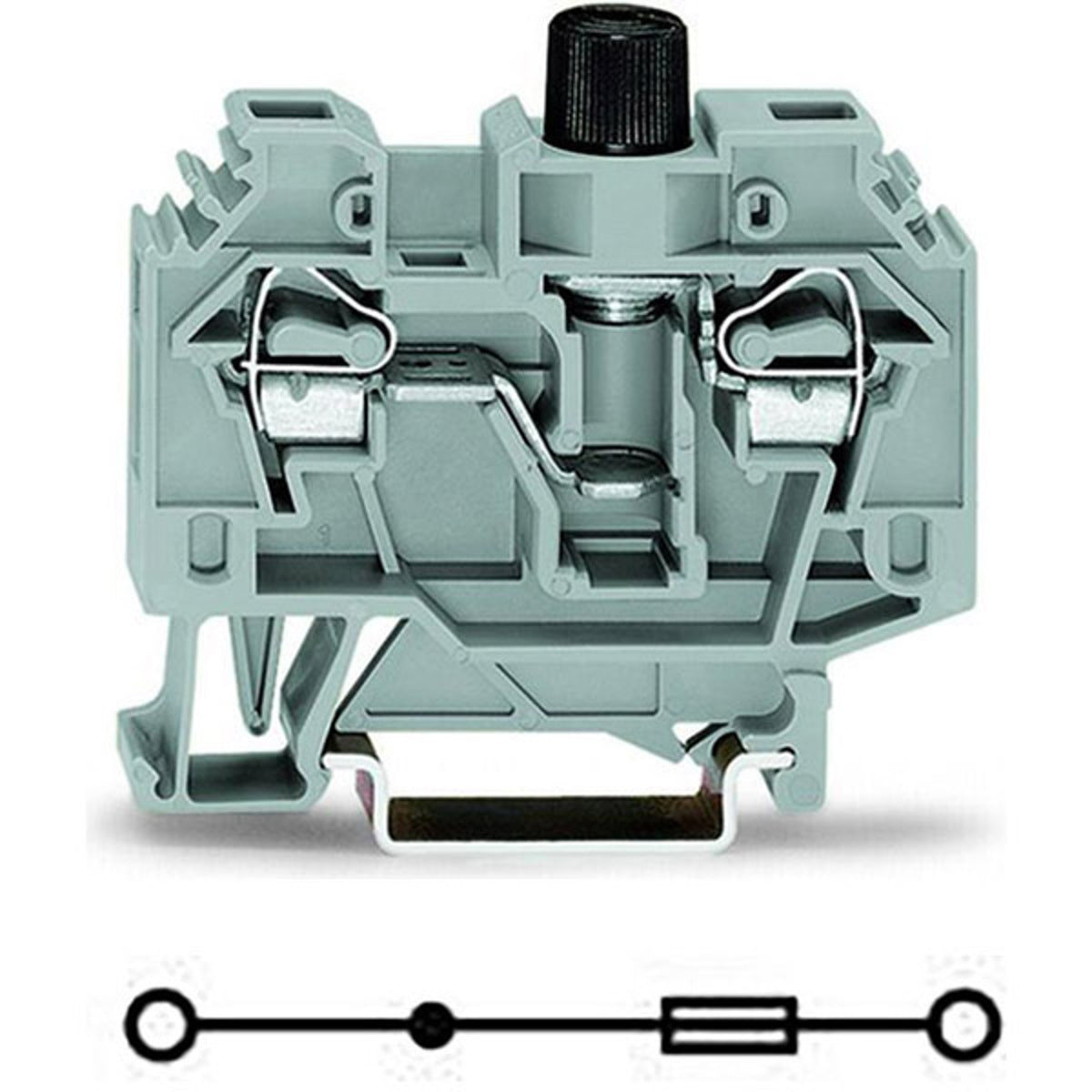 WAGO 282-122 Feed-through Terminal Block 10A 1-Deck + Fused Disconnect 5x20mm DIN-35 Gray