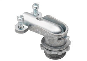 Bridgeport 801-DC2 Non-Insulated Throat Die Cast Zinc Conduit Connector 90 Degree Angle 3/8 Inch Trade For Cable Sizes