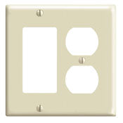 Leviton 80455-I Combination Wallplate 2 Gang 1 Duplex 1 Decora Thermoset Ivory