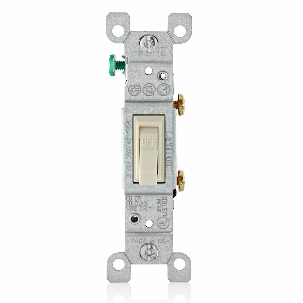 Leviton 1451-2T Single-Pole AC Quiet Switch 15 Amp 120 Volt Light Almond