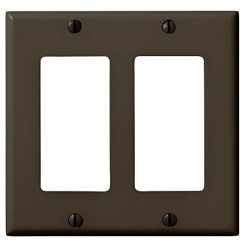 Leviton 80409 2-Gang Decora/GFCI Device Wallplate, Thermoset, Standard Size, Brown