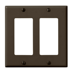 Leviton 80409 2-Gang Decora/GFCI Device Wallplate, Thermoset, Standard Size, Brown