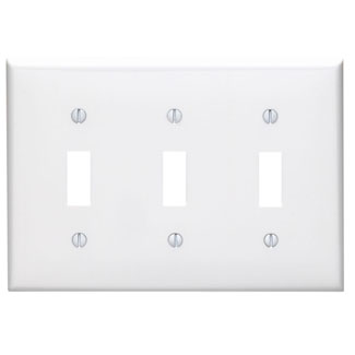 Leviton 80711-W 3-Gang Toggle Device Switch Wallplate, White, 1 Pack