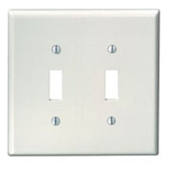 Leviton 80509-W 2-Gang Toggle Device Switch Wallplate Midway Size White