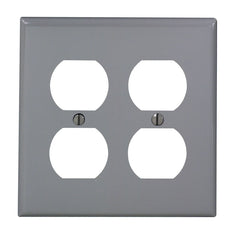 Leviton 80716-GY 2-Gang Duplex Receptacle Wallplate Standard Size Thermoplastic Nylon Gray