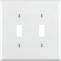 Leviton 80709-W 2-Gang Toggle Switch Wallplate White