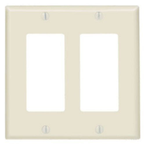 Leviton 80409-T Decora Wall Plate, 2-Gang, Standard Size, Thermoset, Device Mount Light Almond