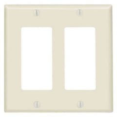 Leviton 80409-T Decora Wall Plate, 2-Gang, Standard Size, Thermoset, Device Mount Light Almond