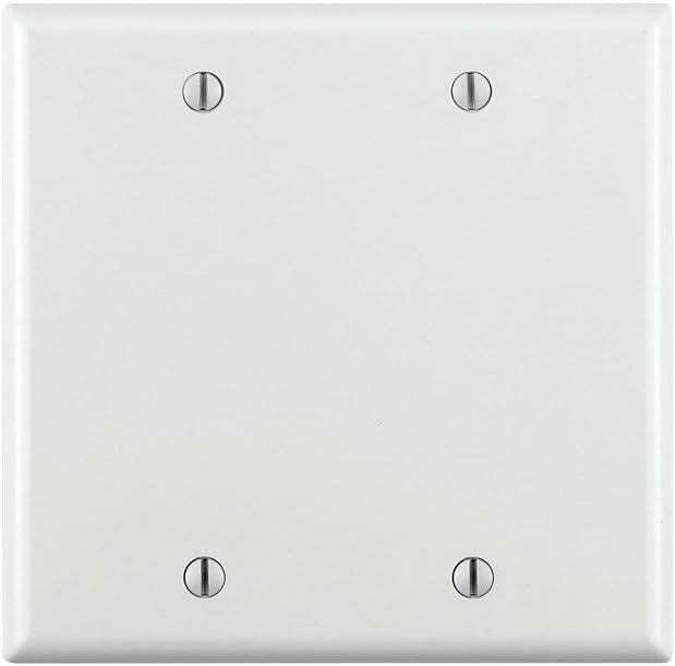 Leviton 88025 2-Gang No Device Blank Wallplate Standard Size Thermoset Box Mount White