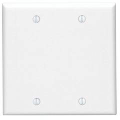 Leviton 88025 2-Gang No Device Blank Wallplate Standard Size Thermoset Box Mount White