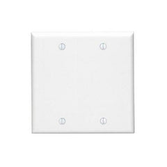 Leviton 88025 2-Gang No Device Blank Wallplate Standard Size Thermoset Box Mount White