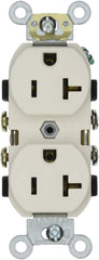 Leviton CR20-T 20 Amp 125 Volt Commercial Grade Duplex Receptacle Straight Blade - Light Almond