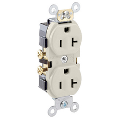 Leviton CR20-T 20 Amp 125 Volt Commercial Grade Duplex Receptacle Straight Blade - Light Almond