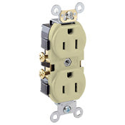 Leviton CR15-I 15 Amp 125 Volt Narrow Body Duplex Receptacle Commercial Grade Self Grounding Ivory