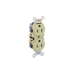 Leviton CR15-I 15 Amp 125 Volt Narrow Body Duplex Receptacle Commercial Grade Self Grounding Ivory