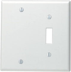 Leviton 88006 2-Gang 1-Toggle 1-Blank Device Combination Wallplate Standard Size Thermoset Box Mount White