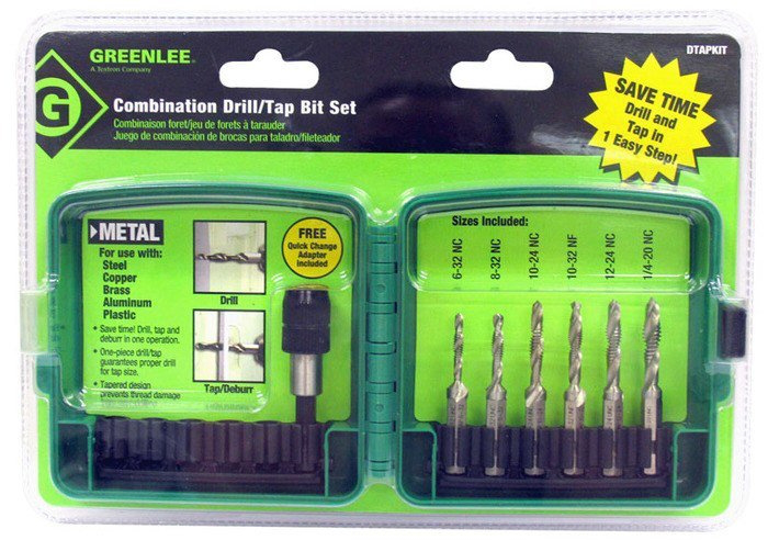 Greenlee DTAPKIT Drill/Tap Kit 6pc Set Right Hand Cutting High-Speed Steel