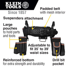 Klein Tools 55428 Tradesman Pro Electrician's Tool Belt Large