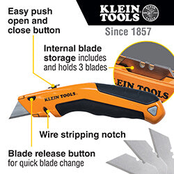 Klein Tools 44133 Klein-Kurve Retractable Utility Knife Stainless Steel Blade 6 Blades