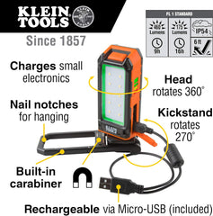 Klein Tools 56403 Rechargeable LED Personal Work Light with USB Charging