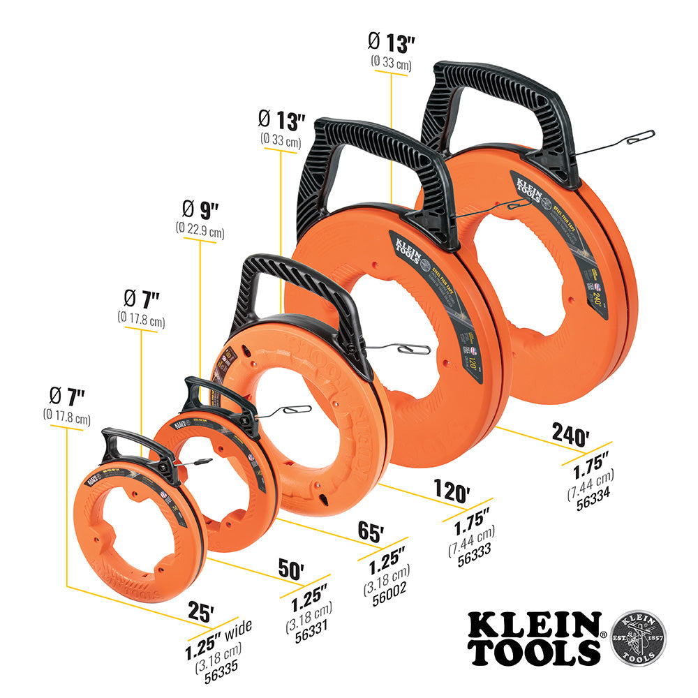 Klein Tools 56334 Steel Fish Tape 240 Foot High Carbon Steel Wire Puller