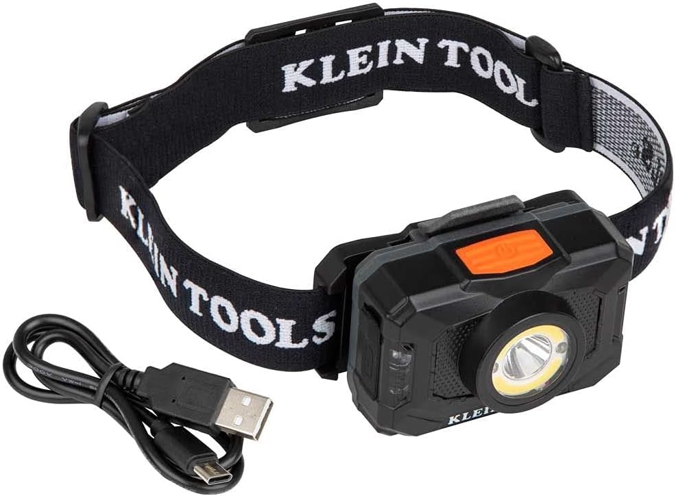 Klein Tools 56414 Rechargeable 2-Color LED Headlamp 800 Lumens USB Cable