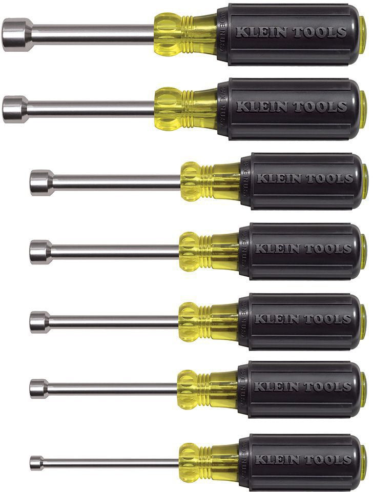 KLEIN TOOLS 631M Magnetic Nut Driver Set 3-Inch Shaft 7-Piece