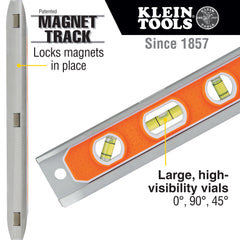 Klein Tools 935R Aluminum Torpedo Level Rare Earth Magnet 9 Inch