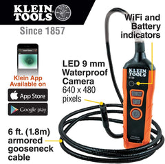 Klein Tools ET20 WiFi Borescope Inspection Camera Battery Powered WiFi Connection