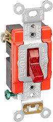 Leviton 1221-PLR Single-Pole Pilot Light Toggle Switch 20 Amp 120 Volt Red