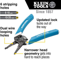 Klein Tools K11095 Klein-Kurve Wire Stripper and Cutter for 8-18 AWG Solid and 10-20 AWG Stranded Wire