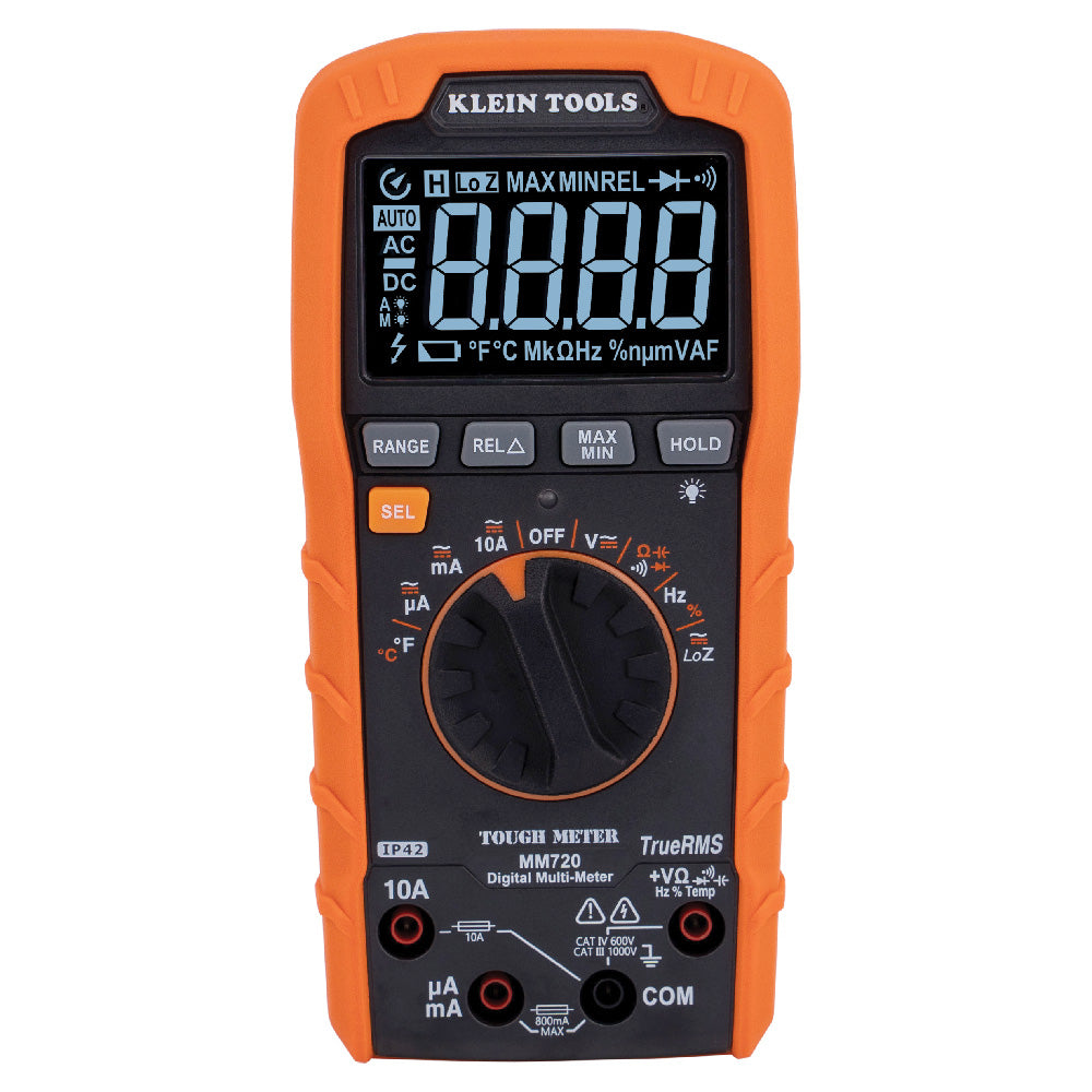 Klein Tools MM720 Digital Multimeter TRMS Auto-Ranging 1000V Temp Low Impedance