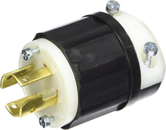 Leviton 3431-C Locking Plug 30 Amp 120/208 Volt- 3PY Industrial Grade Non-Grounding Black-White