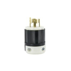 Leviton 3431-C Locking Plug 30 Amp 120/208 Volt- 3PY Industrial Grade Non-Grounding Black-White