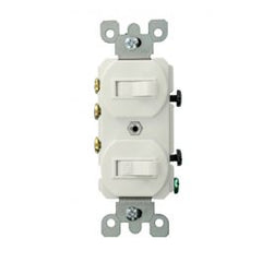 Leviton 5241-WS Combination Switch 15A Duplex Style Single-Pole 3-Way Spec Grade White