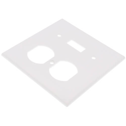 Leviton 88005 2-Gang 1-Toggle 1-Duplex Device Combination Wallplate, Standard Size, Thermoset, Device Mount, White