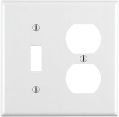 Leviton 88005 2-Gang 1-Toggle 1-Duplex Device Combination Wallplate, Standard Size, Thermoset, Device Mount, White