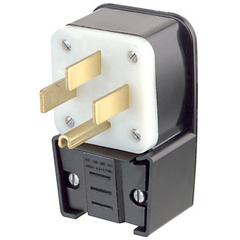 Leviton 9452-P 50 Amp 125/250 Volt Straight Blade Plug Industrial Grade Grounding Angle Black