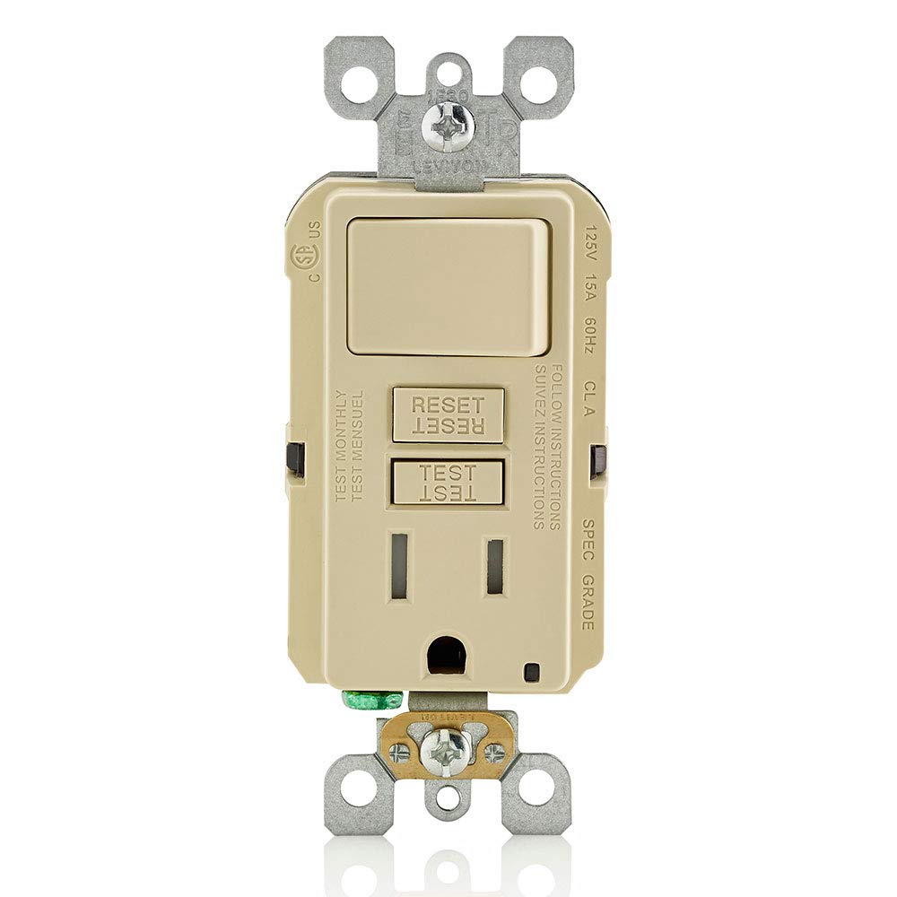 Leviton GFSW1-I SmartlockPro Slim GFCI Combination Switch Tamper-Resistant Receptacle