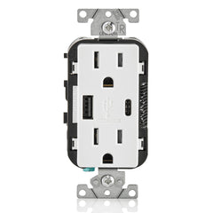 Leviton T5633-W USB Charger Duplex Receptacle 15A 125V White