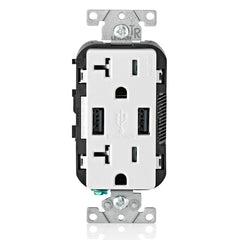 Leviton T5832-W USB Charger and Tamper-Resistant Duplex Outlet 20A White