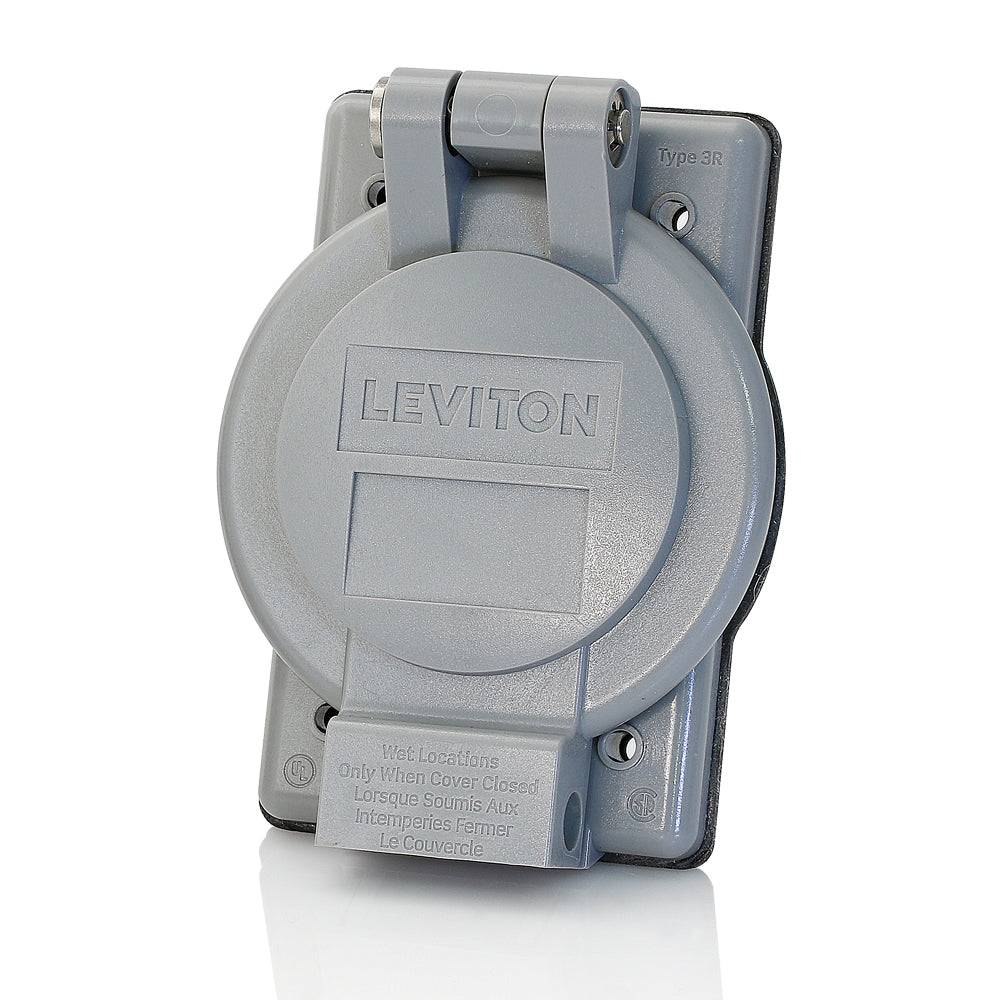 Leviton WP2-G Weatherproof Cover Self-Closing Lid 2-1/4 Inch Gray Replacement WP2-G