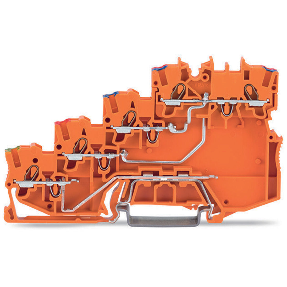 WAGO 2000-5477 Sensr Suppl Terminal Block Quadruple Deck Ground Contact Orange 4 Conductor