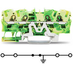 WAGO 2004-1407 Ground Earthing Terminal Block Green-Yellow 1PE 4 Wires Push-in Connections