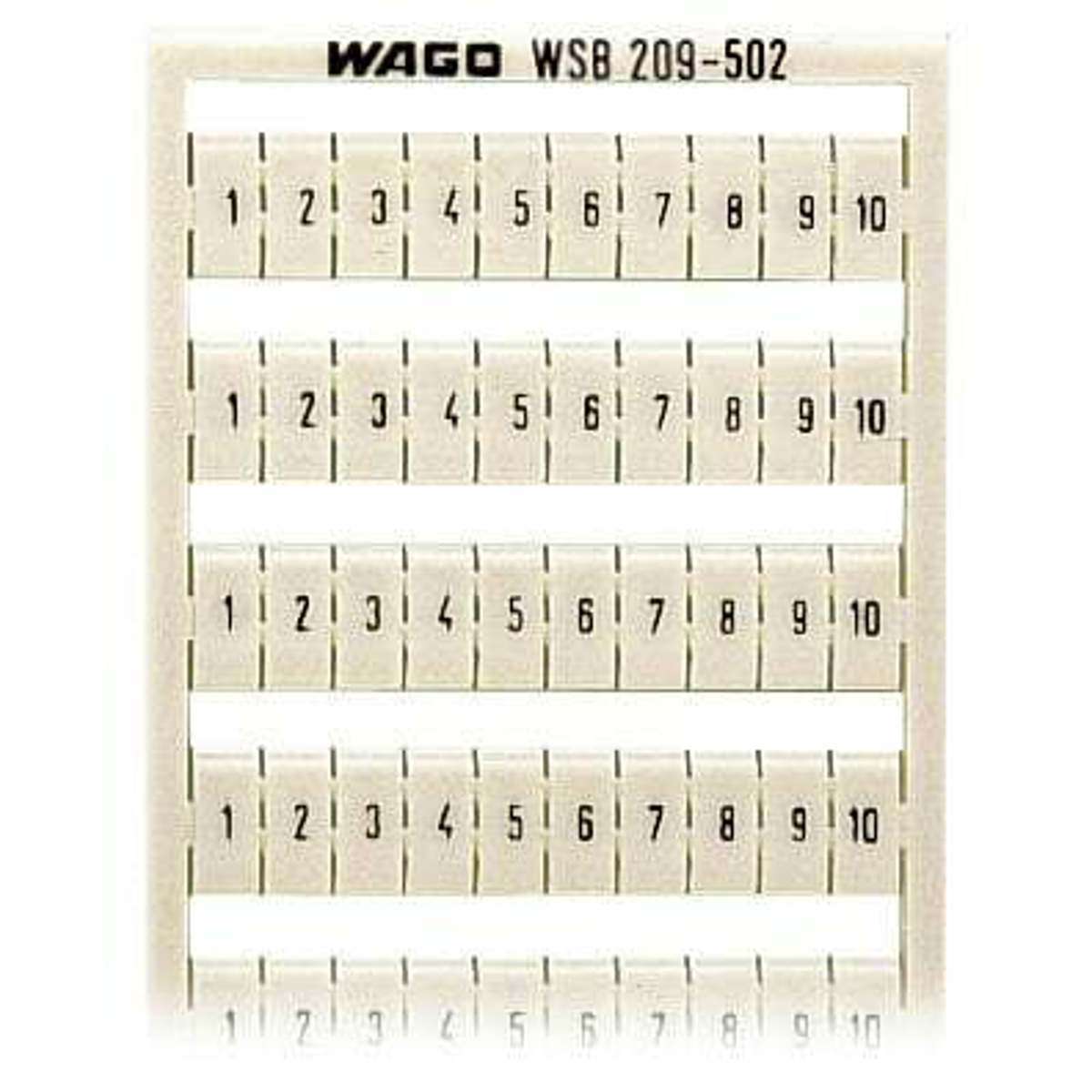 WAGO 209-502 Labeled WSB Marking Card Snap-on 10-Strip Pack