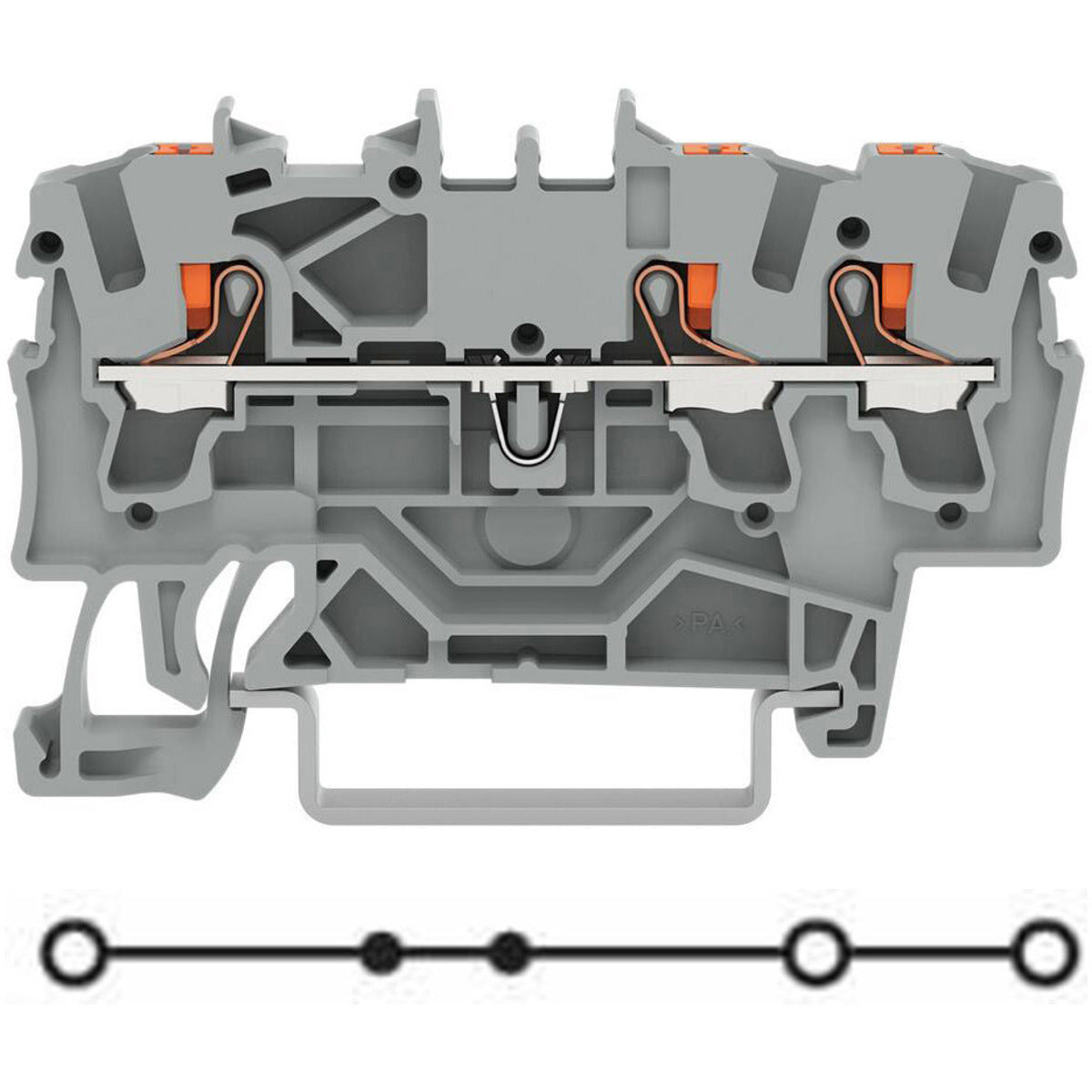 WAGO 2202-1301 Terminal Block 24A Push-In Connection Rail Mount