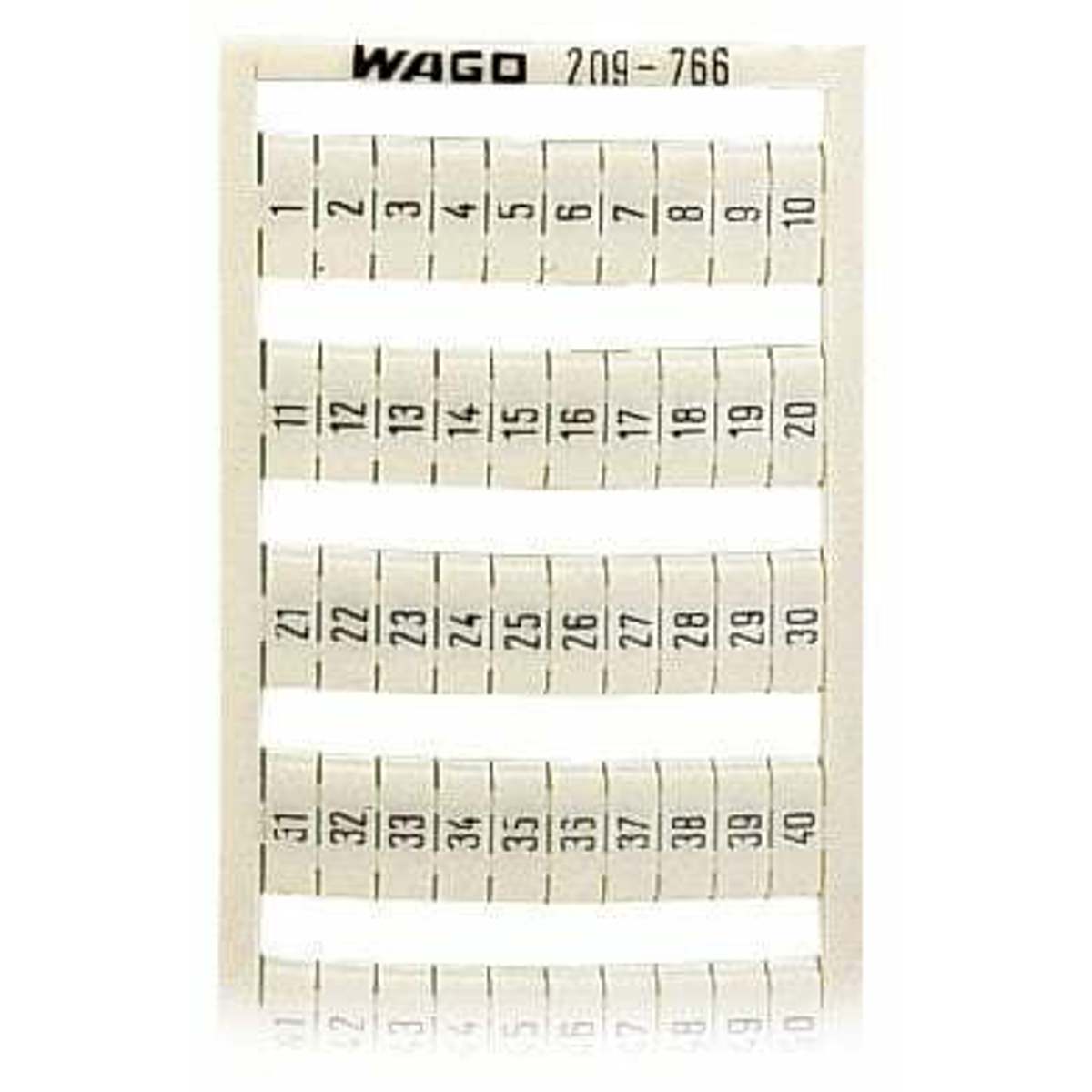 WAGO 209-766 WSB Marking Card 1-50 White