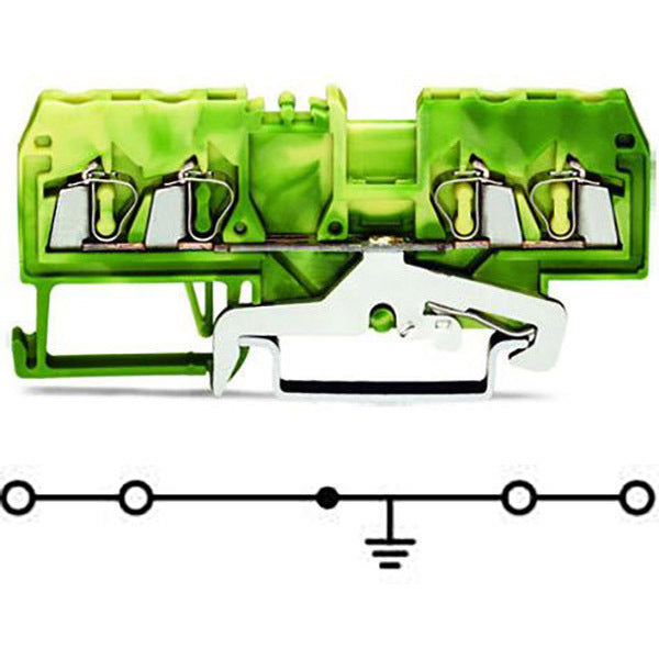 WAGO 280-837 Ground/Earthing Terminal Block 1 Deck/Level Green-Yellow 12-28 AWG