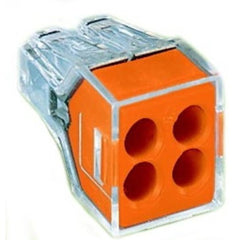 WAGO 773-104/VE00-0500 PUSHWIRE Splicing Connector 4-Conductor Orange Bag of 500 Pieces