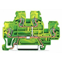 WAGO 870-507 Ground/Earthing Terminal Block 2-Decks Levels Double-Deck Internal Commoning PE Marking Green-Yellow 1PE 2x2-Wires 24A CAGE-CLAMP DIN-35